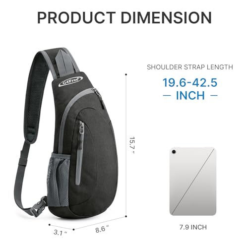 G4Free Sling Bag for Men Women, Small Crossbody Backpack Lightweight Chest Shoulder Bags for Travel, Outdoor and Sports (Dark Grey)