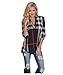 Mansy Women's Casual 2/3 Sleeve V-Neck Plaid shirts Pullover Top Black Medium