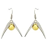 ELBLUVF Alloy Handmade Locket Wings Golden Snitch Earrings Golden Snitch Necklace (Earrings)