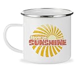 Sippin' On Sunshine Retro Enamel 12oz Camp Mug, Campfire Coffee Cup, Beach Surf Outdoor Camping Lover Gift