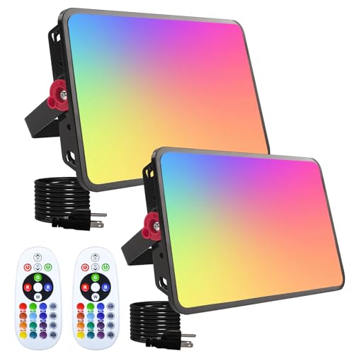 OUSIDE 2PCS 200W Reflector Led Exterior RGB, Luz de Inundación LED RGB, RGB Que Cambia de Color, IP65 a Prueba de Agua, Para Iluminación Escénica, Neón, Boda, Halloween, Navidad, Fiesta