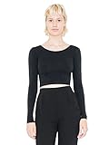 American Apparel Women's Cotton Spandex Jersey Long Sleeve Crop Top Size L Black