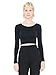 American Apparel Women's Cotton Spandex Jersey Long Sleeve Crop Top Size L Black