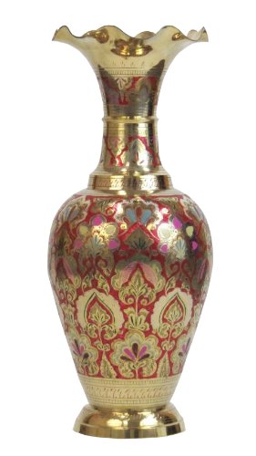 Amazon Com Elegant Indian Enameled And Etched Solid Brass Vase