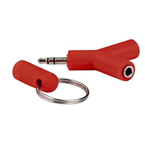 Livoty Audio Splitter Y Jack Male to 2 Female M/F 3.5mm Stereo Earphone (Red)