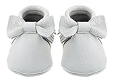 Sayoyo Baby White Bow Tassels Soft Sole Leather Infant Toddler Prewalker Shoes