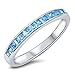 Simulated Aquamarine Princess Cut Eternity Band .925 Sterling Silver Ring Size 6