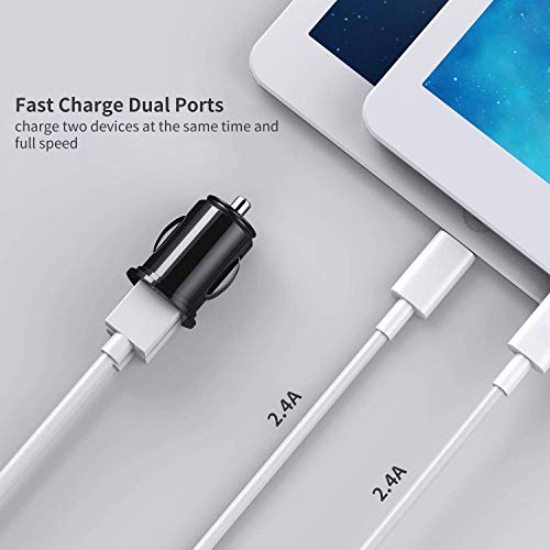 USB Car Charger Adapter Dual Port 24W Flush Fit Car Adaptor with Multi Protection Safety System for iPhone X / 8/8 Plus / 7, iPad Air/Pro/Mini, Samsung & More Anoopsyche