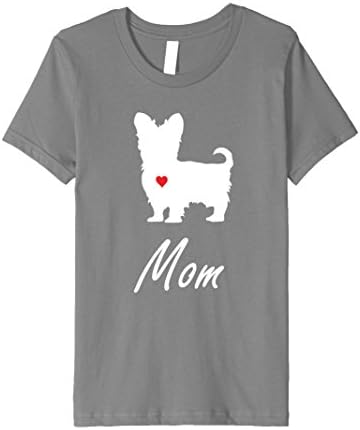 Kids Yorkie Large White Dog Mom T-shirt 4 Slate