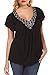 Nemidor Women's Short flutter sleeves Beaded Embelished Plus Size Casual V-neck Top
