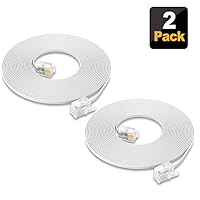 SHONCO 2 Pack 6M 20ft Phone Telephone Extension Cord Cable Line Wire with Standard RJ11 6P4C Plugs for Landline Telephone- White