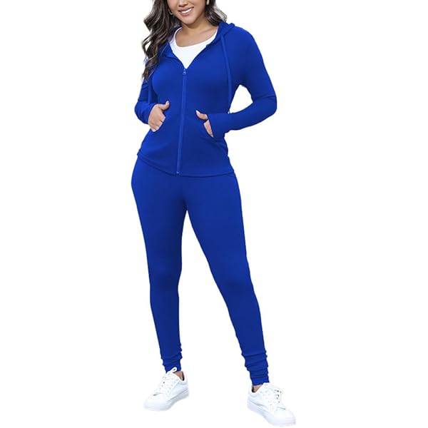 Sweatsuits Women 2 Piece Outfit Oversized Hoodie Joggers Sweatpants Track Suits Matching Loung𝓮 Pants (Sky Blue, XXL - View #8