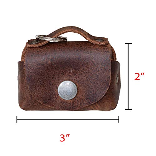 Hide & Drink, Leather Tiny Handbag, Key Ring Holder, Case, Coin Pouch, Accessories, Handmade Includes 101 Year Warranty (Bourbon Brown) - Image 6