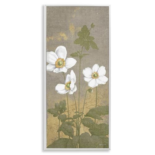 Vintage Anemone Trio Floral, 10 x 24 Inch Framed Giclée Print