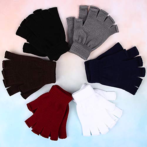 Cooraby 12 Pairs Winter Half Finger Gloves Flexibly Stretchy Knit