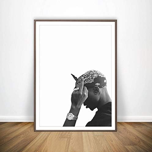 QINGRENJIE Tupac Shakur Art Decor Rap Poster And Prints, Hip Hop Canvas Painting Tupac Poster Paintings Wall Art Decoration 42X60 Cm Without Frame