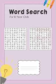 Word Search For 8 Year Olds: Word search book with 50 puzzles for kids