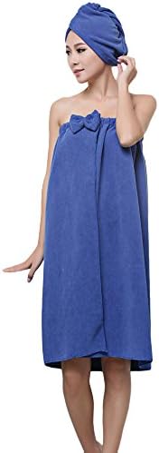 Women's Towel Wrap Hair Turban Set Soft Microfiber Wearable Spa Shower Bath Wrap Strapless Cover Up Bathing Towel Tube Dress Bathrobe