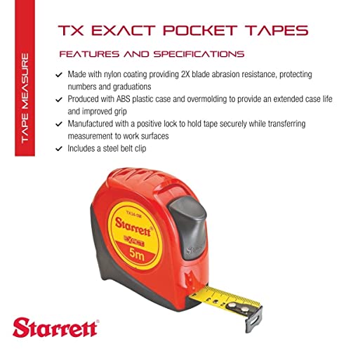 Starrett Exact Retractable Metric Pocket Tape Measure with Nylon