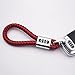 US85 For Audi Logo Emblem Key Chain Key Ring Metal Alloy BV Style Calf Leather Gift Decoration Accessories (Red)