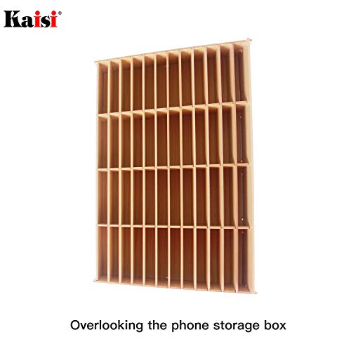 Kaisi 48 Grid Wooden Desktop Storage Box Mobile Phone Management Storage Box Creative Desktop Office Meeting Finishing Grid Multi Cell Phone Rack Display (48)