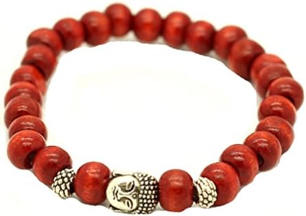 8mm Red Buddhist Wooden Beads with Buddha Beads Bracelets