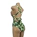 Lady Novelty Trending Halter Bandage Tie Swimwear High Cut Key-Hole Peacock Pattern Boho One Piece Bikini Bathing Suit