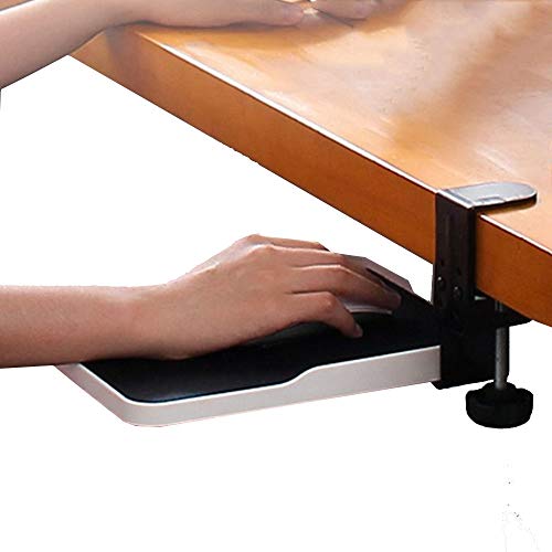 Mouse Tray Clamp Under Desk Mouse Platform Clip on Mouse Pad Slide Out