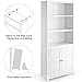Tangkula Bookcase with Doors, 3 Tier Open Book Shelving, Freestanding Wooden Display Bookcase with Double Doors, Ideal for Home Office Living Room, Library with Doors, White Finish (White)