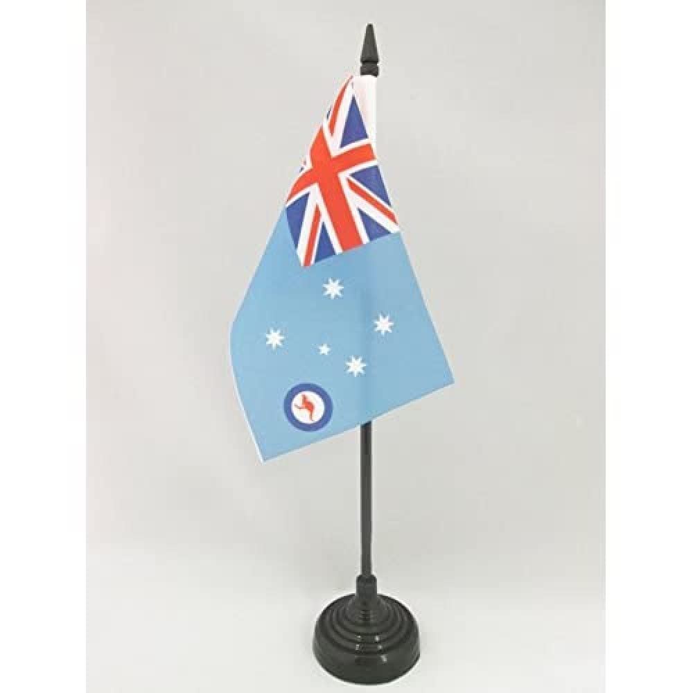 AZ FLAG - Australia RAF Ensign Table Flag 4'' x 6'' - australian Royal Air Force Office Mini Banner 100% Polyester 15 x 10 cm - Mini Desk Flag with 10'' Pole and Black Plastic Base