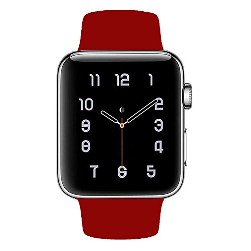 Threenine for Apple Watch Band, Durable Soft Silicone iWatch Strap Replacement Sport Band for Apple Watch Band Series 3 Series 2 Series 1 Sport, Edition (Wine red, 38mm S/M)
