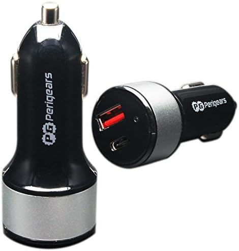 USB C Car Charger, Perigears 27W 5.4A Dual USB Type C Car Charger Adapter for Galaxy S8/Plus, Google Pixel/XL and other USBC 5V Devices (Charger only)