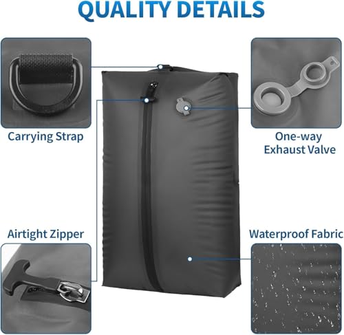 Vacuum Bags for Travel with Wireless Vacuum Pump, 17L Saver Vacuum Bags for Travel Lightweight & Durable, IP67 Reusable Vacuum Compression Bags for Suitcases and Backpack, Luggage, Moving(1PC+Pump)