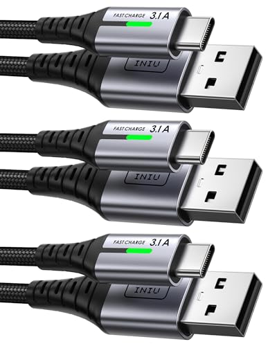 INIU USB C Charger Cable, [3 Pack 0.5+2+2m] USB A to USB C... en promo sur Amazon