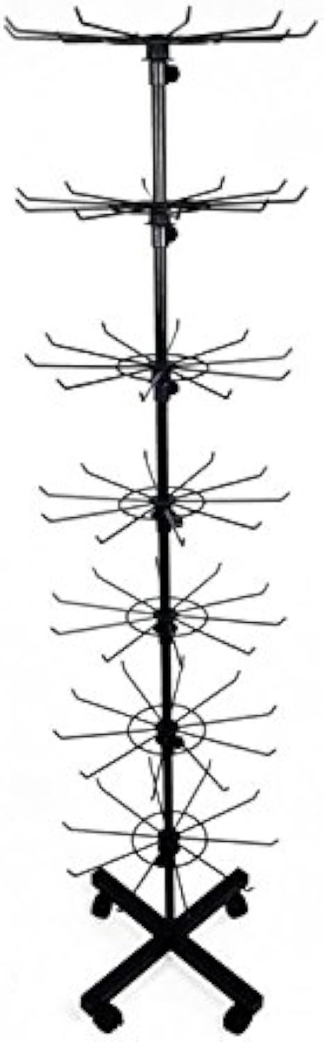Présentoir Tournant Métal Présentoir Tourniquet FWTXZTER 7 Niveaux - Support Rotatif Métal Avec Roulettes | Pour Bijoux, Chaussettes, Foulards Tourniquet Présentoir 7 étages