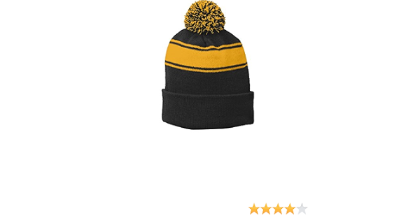 Sport-Tek Stripe Pom Pom Beanie OSFA 