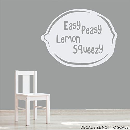Easy Peasy Lemon Sqeezy Wall Quote Decal White 36" wide x 28" tall