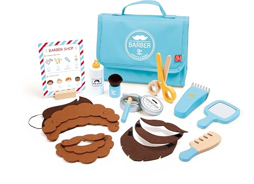 Hape Hairdressing Set | with Realistic Hairdressing Accessories, Felt Hair and Storage Bag | Educational Role Play Toy for Kids