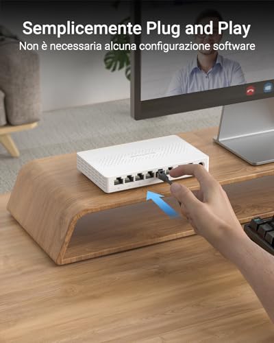 BrosTrend 2.5GB Ethernet Switch 8 Ports, Ethernet Splitter Hub Unmanaged Switch 2.5 Gigabit, Plug and Play Fanless, Ideal for Home and Office, Desktop or Wall, Lifetime Warranty