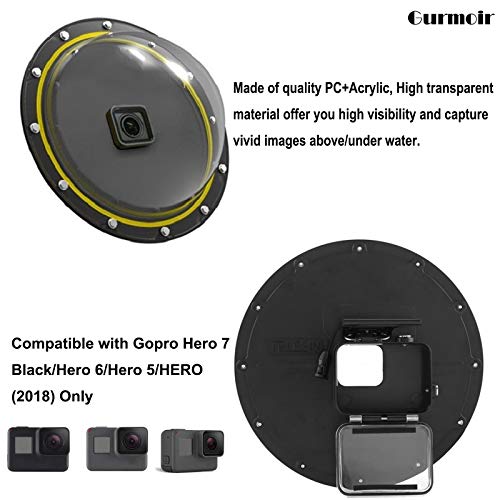 Gurmoir Telesin 6" Dome Lens Dome Port For Gopro Hero 7 Black/Hero 6/Hero 5/Hero (2018) Action Cameras Snorkeling Underwater Diving Dome with Waterproof Housing Case Trigger and Soft Rubber Floating