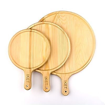 IKET High Quality 7inch/9inch/12inch Round Wood Pizza Tray/Pizza Pan/Pizza Peel