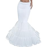 XUYUH Petticoat Women Layered Fishtail Petticoat Underskirt Hoopless Tulle Bridal Crinoline Slip, Total Length:100cm, White