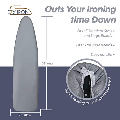 Ezy Iron Ironing Board Cover and Pad, Cuts Ironing Time in Half 15x54