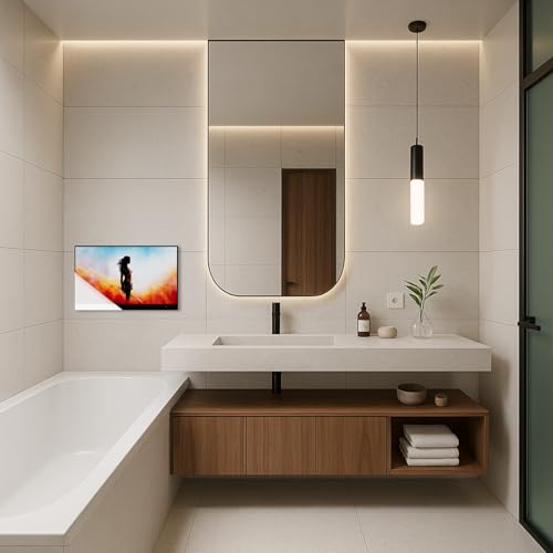 Soulaca 32 Inch 4K UHD Smart TV Mirror for Bathroom, Magic Remote Control, IP65 Waterproof, Watch Netflix, Alexa Built-in, Built-in Speakers, 2026 Model