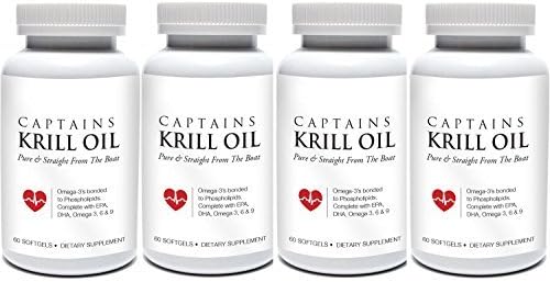 Captains Krill Oil (4-pack): 100% Pure Flash Frigid Pressed Southern Antarctic Krill Oil, 60 TinyGels (4) by Captains Krill Oil