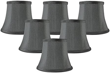 Meriville Set of 6 Gray Faux Silk Clip On Chandelier Lamp Shades, 4-inch by 6-inch by 5-inch
