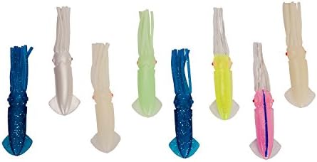 HYAENA Luminous Squid Jigs Fishing Lures with Hooks-8 Pcs