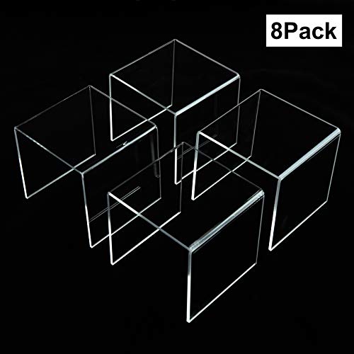 8 Pack Clear Acrylic Riser Square Display Stand For Cupcakes, Arts and