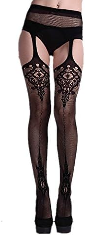 Thigh Stocking ,Prettymenny Sexy Womens Lingerie net Lace Garter Belt Pantyhose (Black)