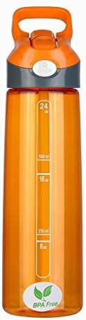 BPA Free Water Bottle-- 24oz Sports Water Bottle With Straw and Handle for Hiking,Camping,Cycling,Fitness, Driving (orange)